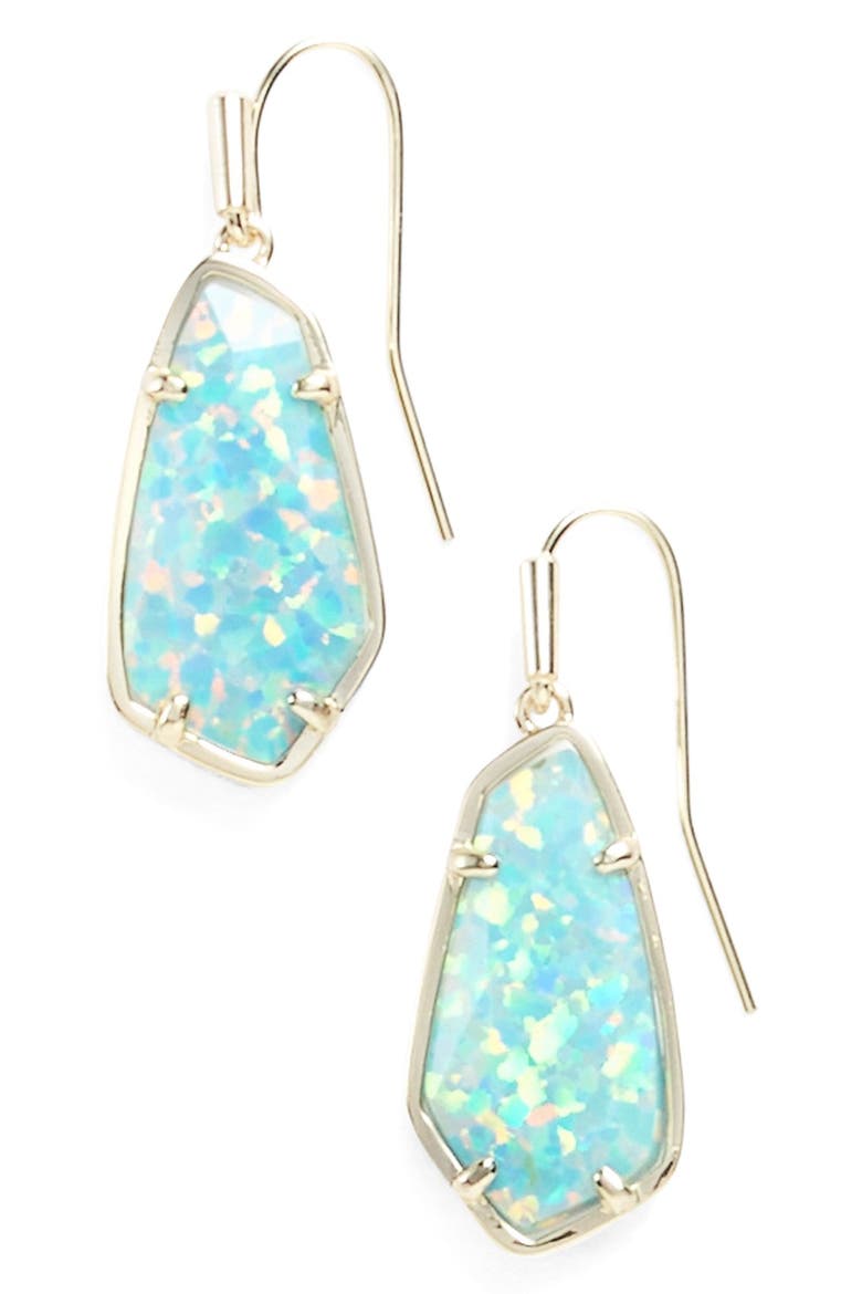 'Camelia' Drop Earrings, Main, color, AQUA KYOCERA OPAL/ GOLD
