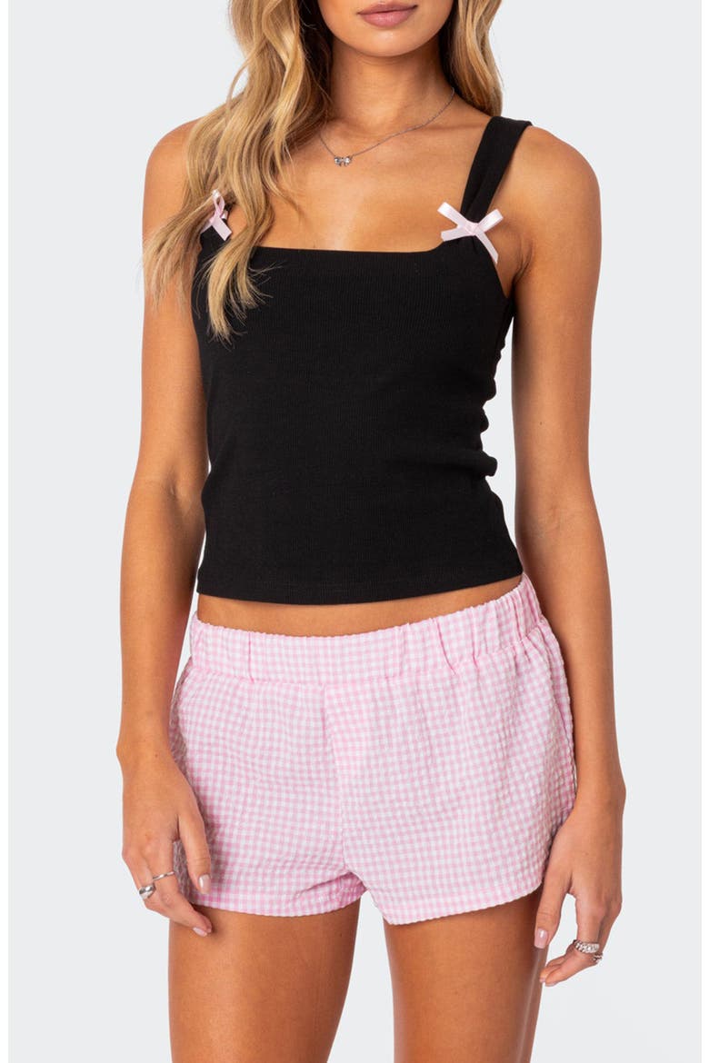 Lola Bow Rib Tank, Main, color, BLACK