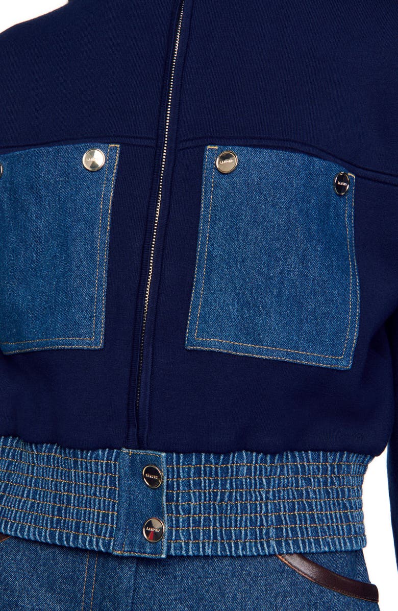 SANDRO Knit and denim coatigan, Alternate, color, 