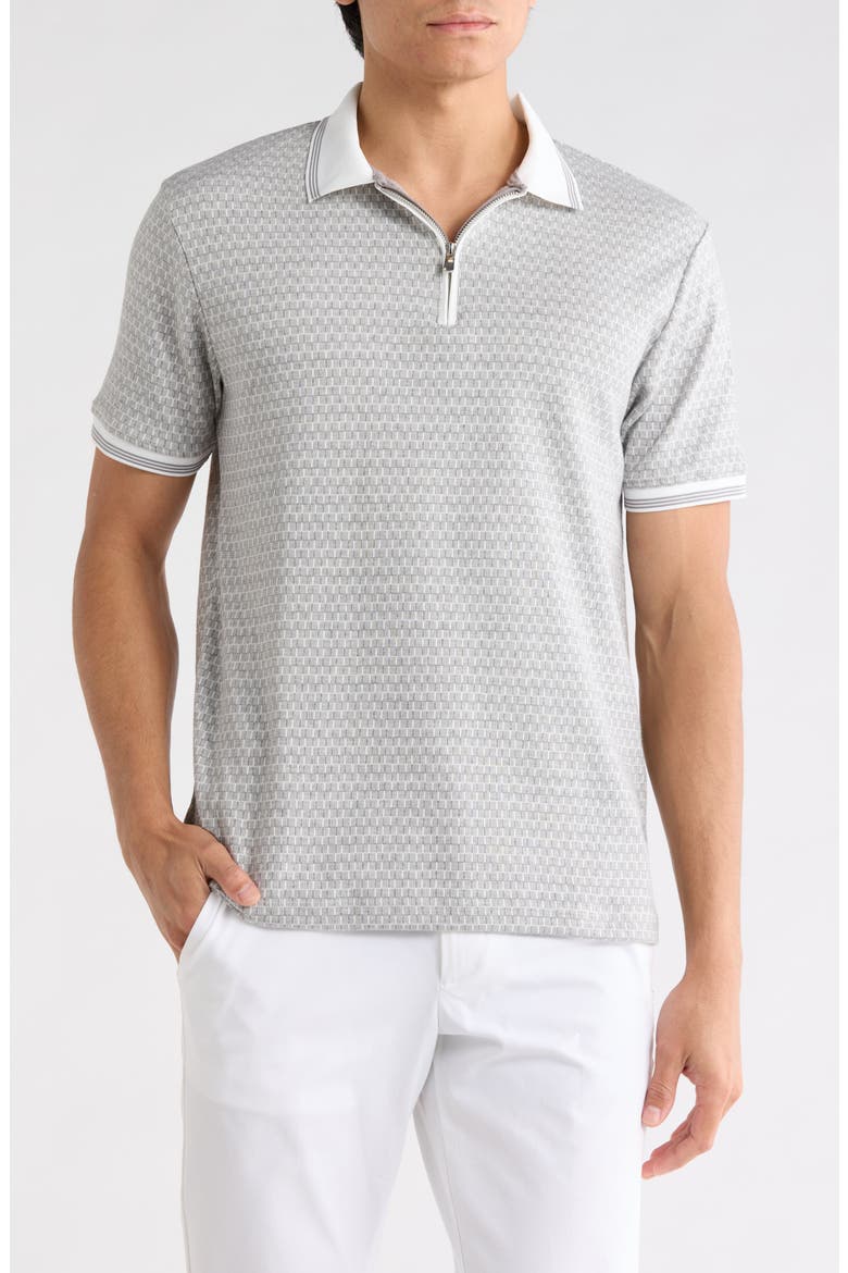 Textured Geo Knit Polo, Main, color, GRAY
