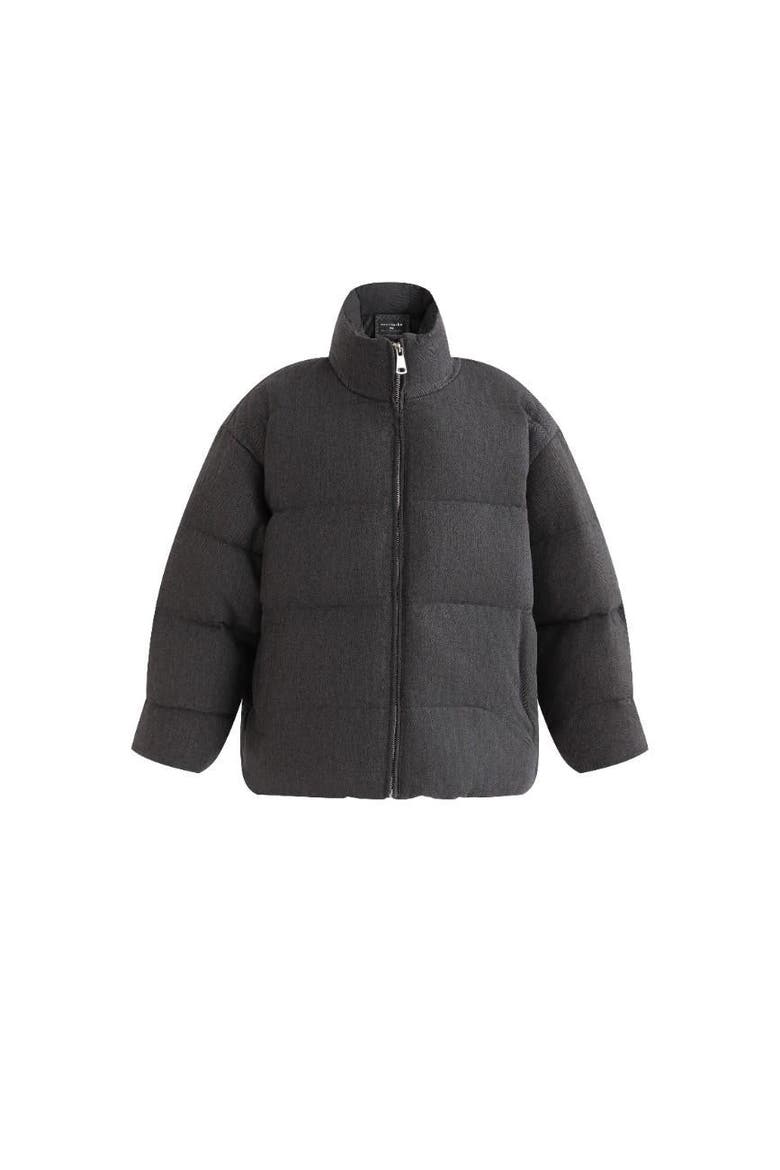 Puffer Jacket with High Collar, Main, color, Black