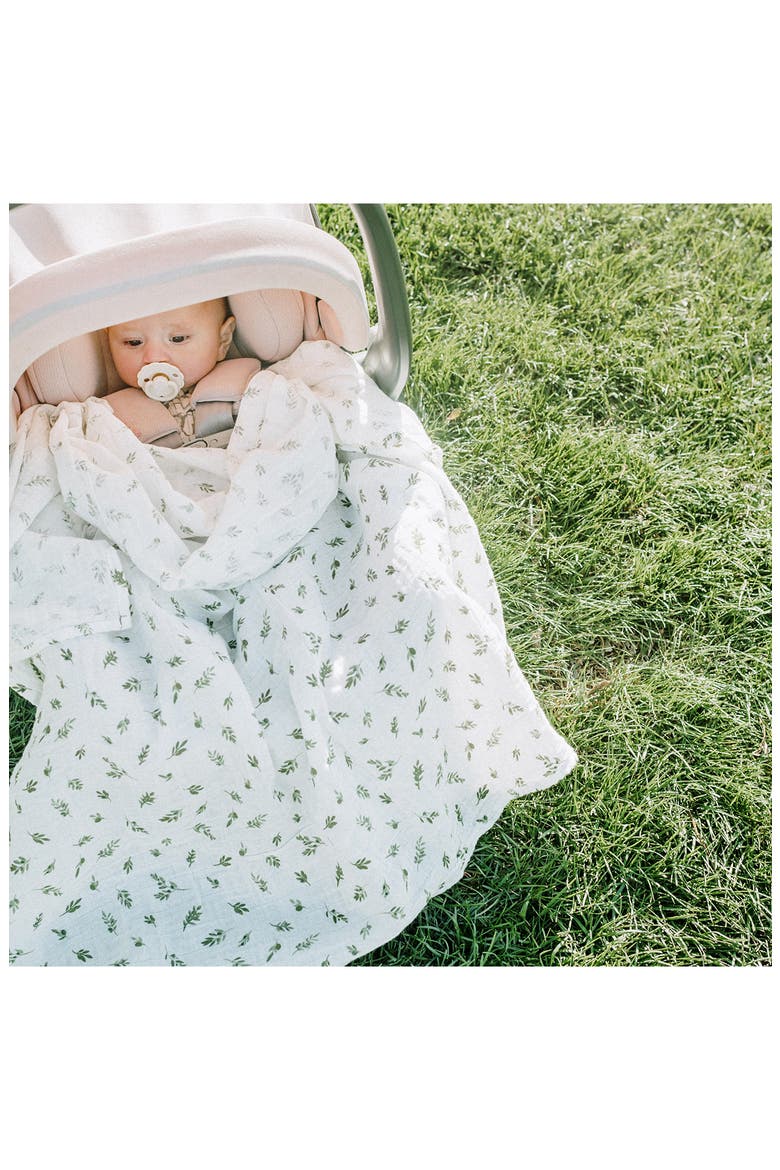 Organic Cotton Muslin Swaddle Blanket, Alternate, color, OLIVE BRANCH