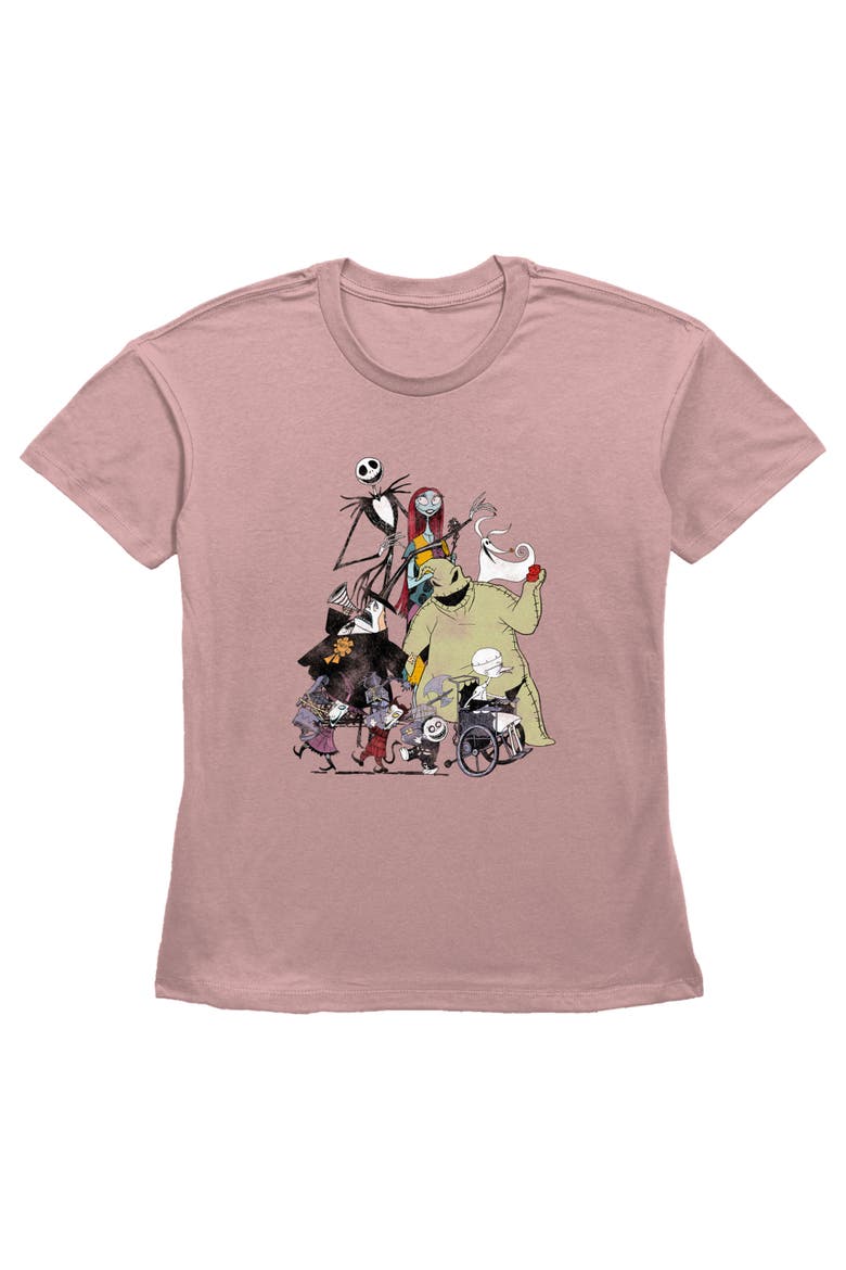 Women's The Nightmare Before Christmas Group Character Shot T-Shirt, Main, color, Desert Pink
