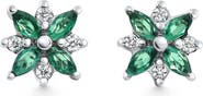 Bliss Diamond .60Ct Petal Green Emerald Diamond Earrings 14k Gold Lab Grown Studs