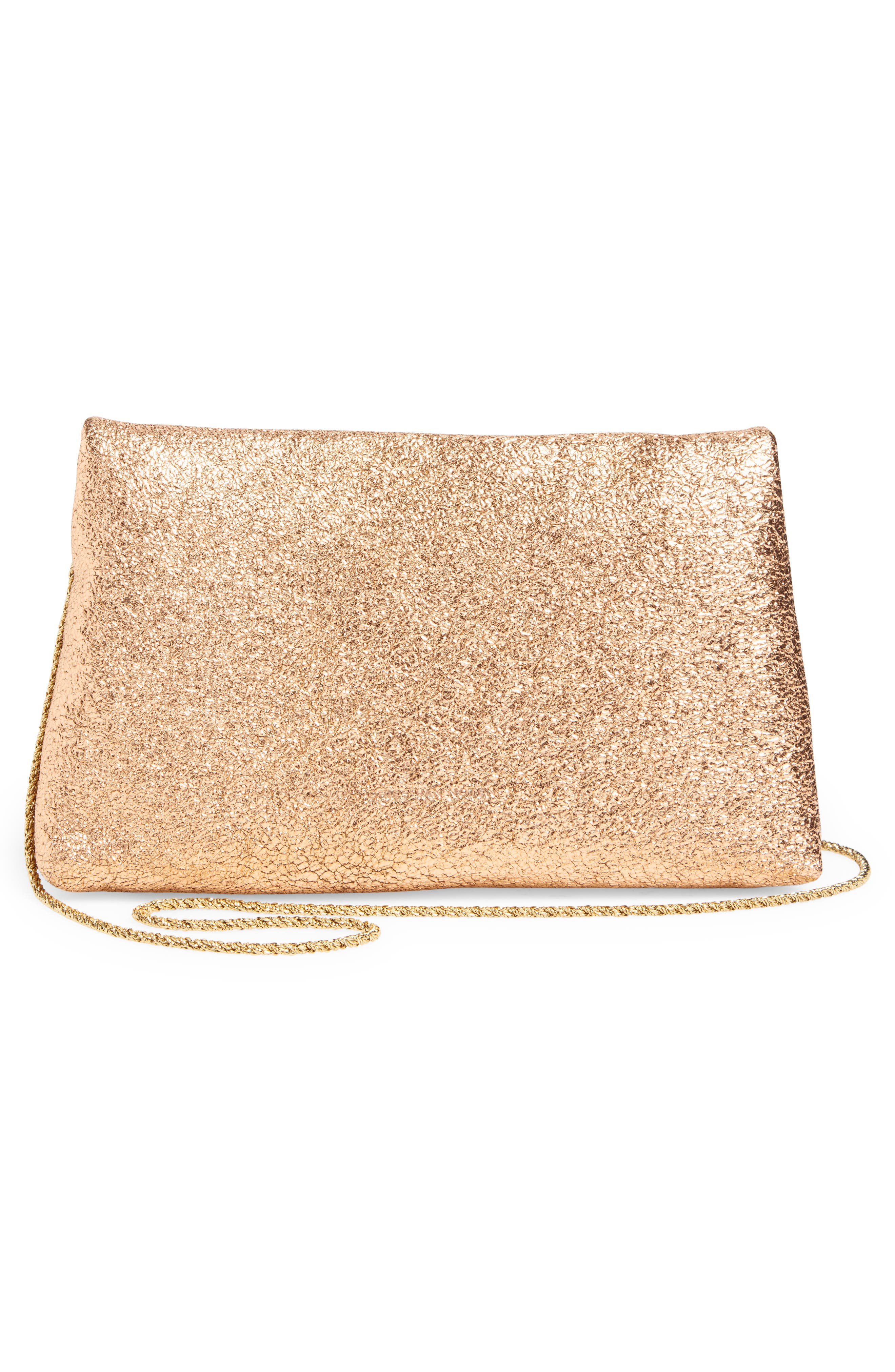 Dries Van Noten Metallic Leather Envelope Clutch, Alternate, color, Salmon 354