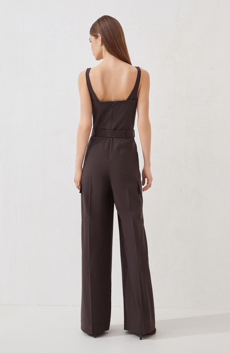 Brunello Cucinelli Tropical Luxury wool jumpsuit, Alternate, color, Cocoa
