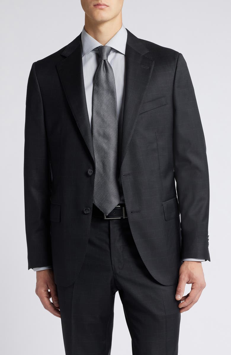 Peter Millar Hartford Classic Fit Black Glen Plaid Wool Suit, Alternate, color, 