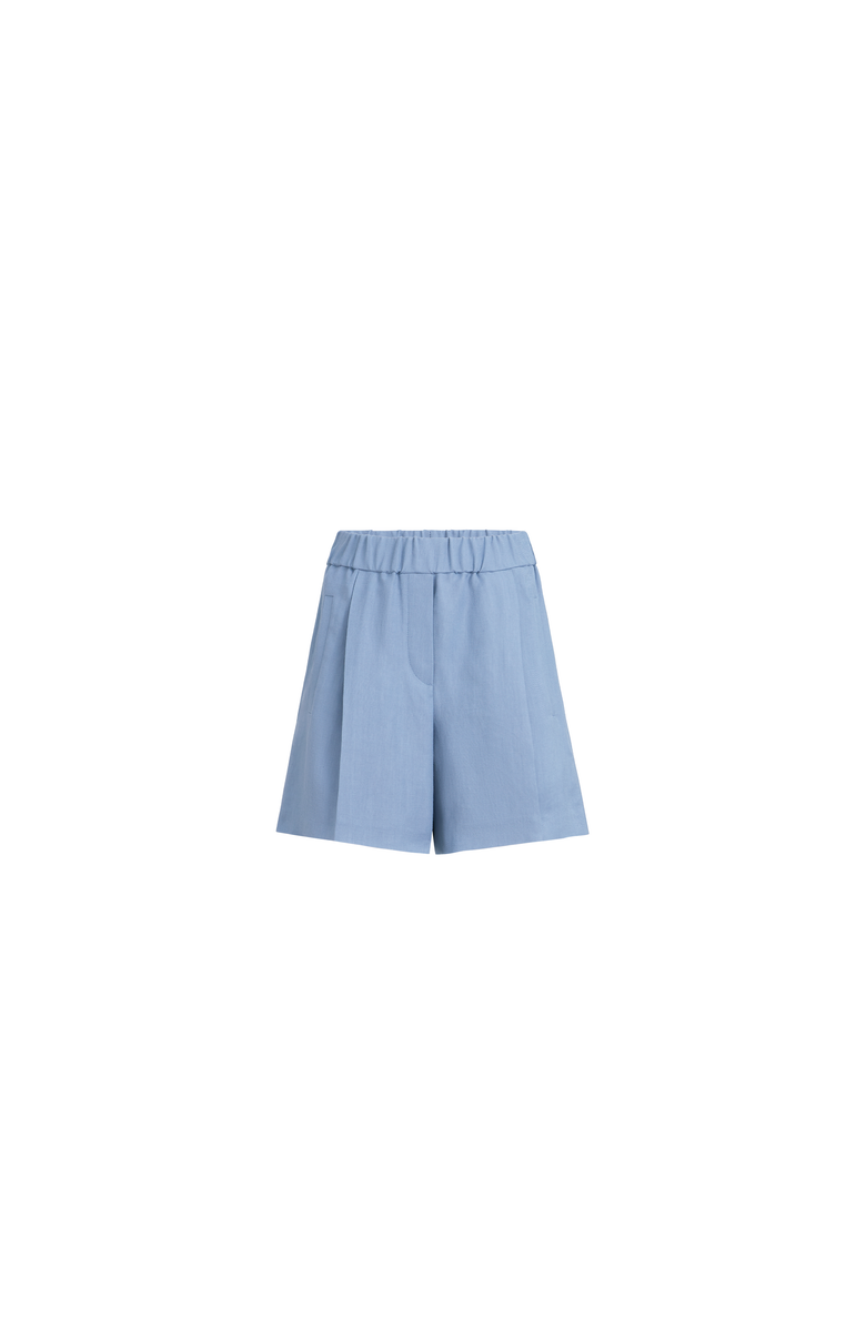 Brunello Cucinelli Fluid twill baggy shorts, Alternate, color, Azure