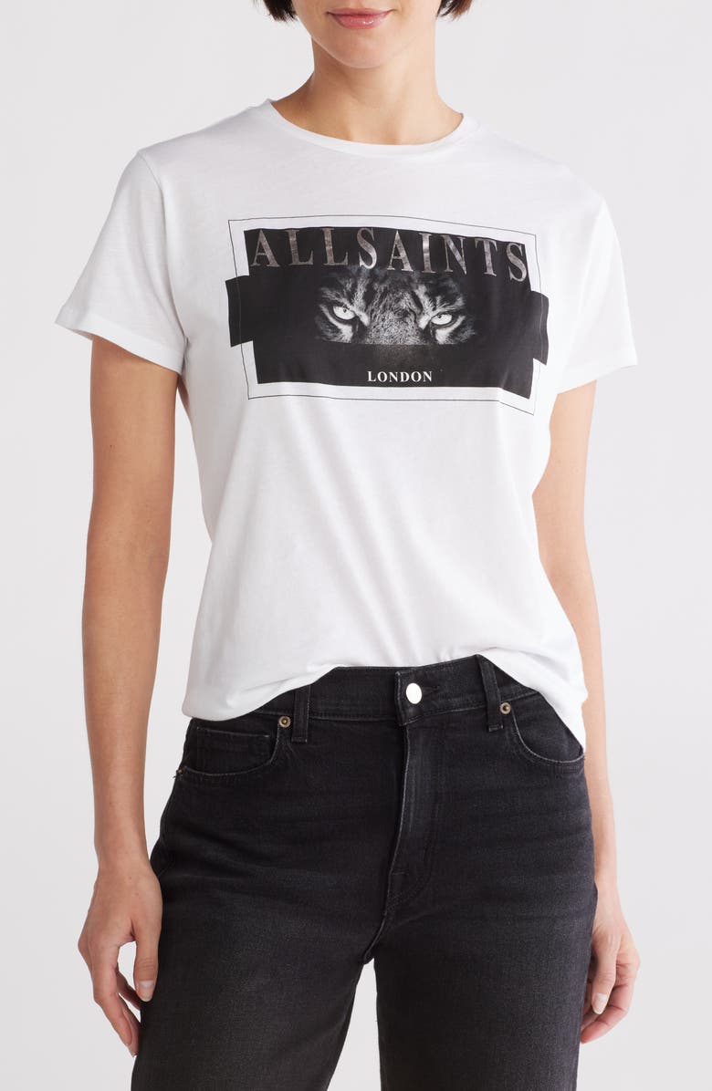 AllSaints Axyl Grace Cotton Graphic T-Shirt, Main, color, Optic White