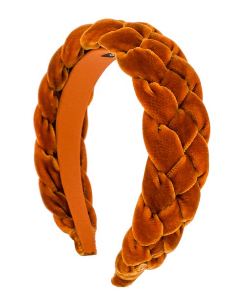 Alexandre De Paris Nocturne Braided Velvet Headband In Brown