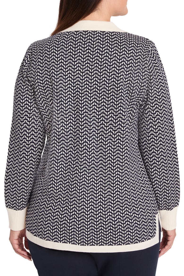 Two-Tone Jacquard Cotton Blend Sweater, Alternate, color, INDIGO MULTI