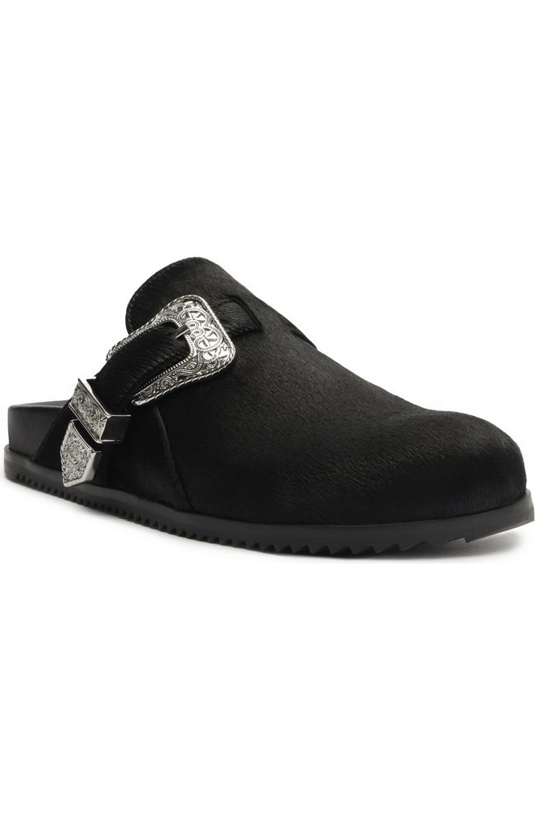 Schutz Grace Buckle Genuine Calf Hair Clog, Main, color, Black