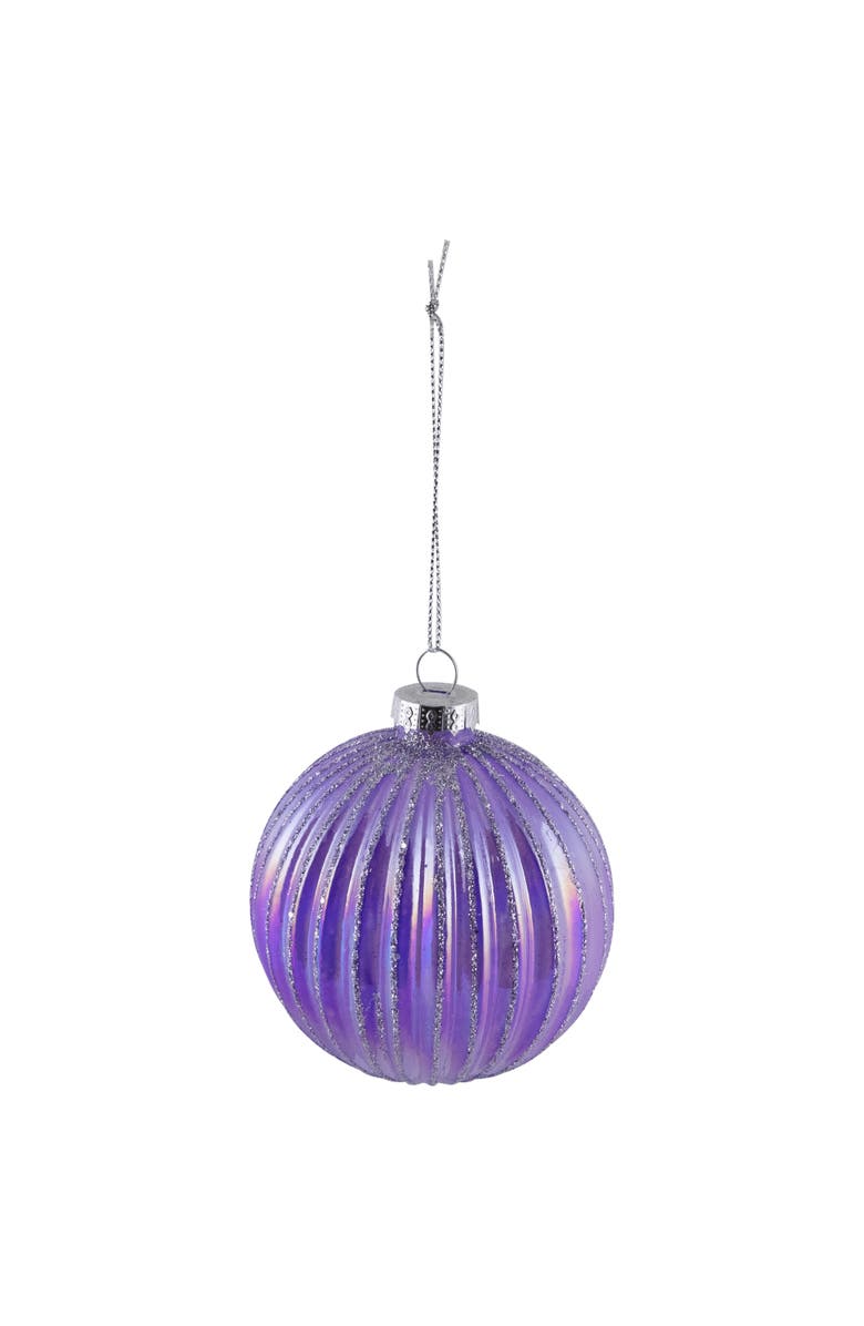Northlight Shiny Glittered Iridescent Glass Ball Christmas Ornaments - 3" (80mm) - Purple  - 4ct, Alternate, color, Purple