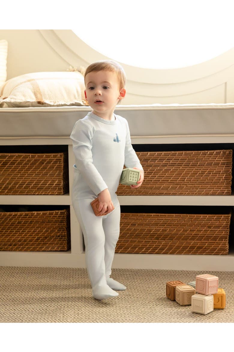 Boy And His Waddling Ducks Cotton Rich Footie, Alternate, color, Pearl Blue