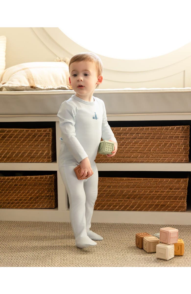 MiniMoi Boy And His Waddling Ducks Cotton Rich Footie, Alternate, color, Pearl Blue