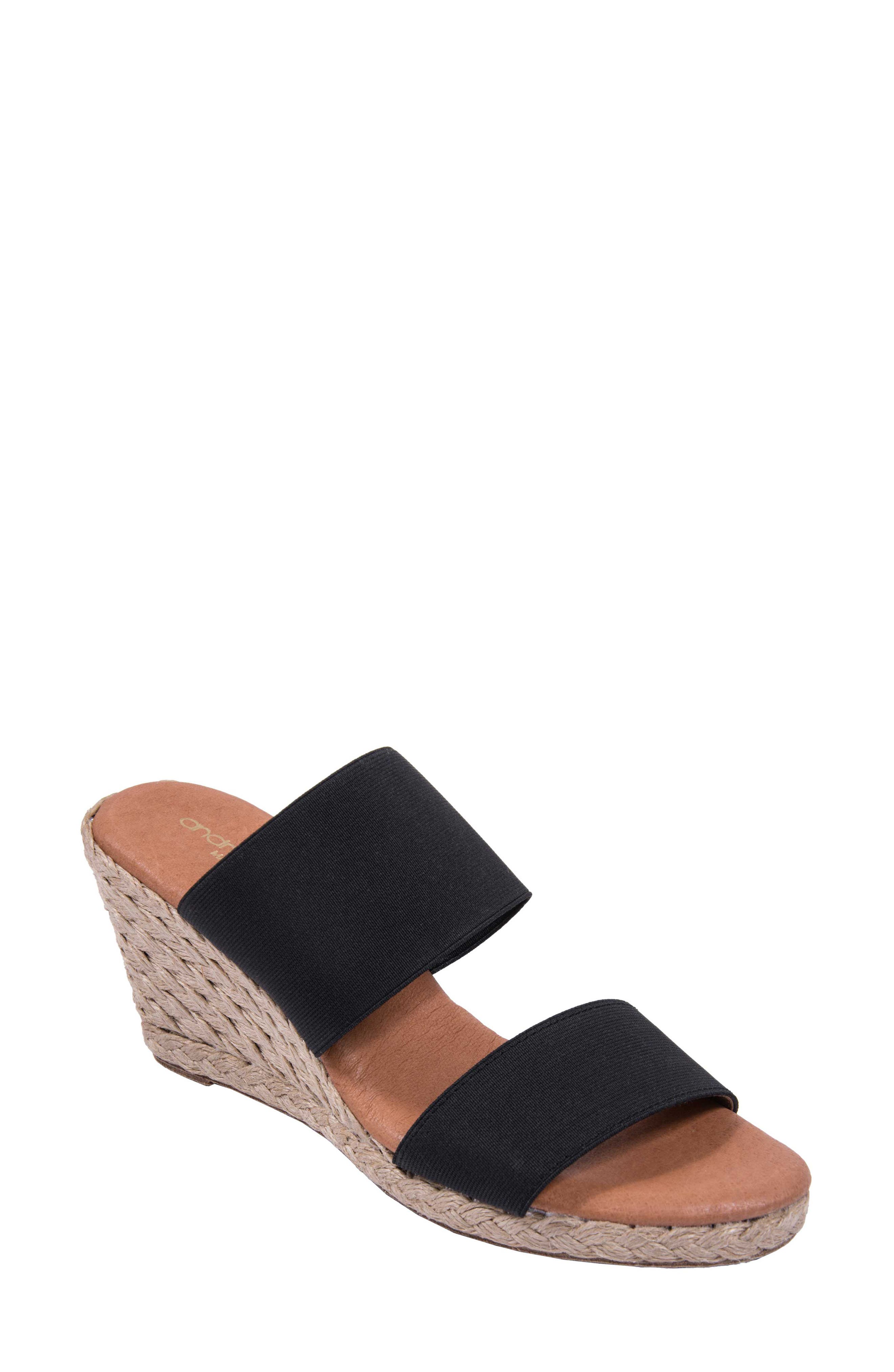 Amalia Strappy Espadrille Wedge Slide Sandal, Main, color, BLACK FABRIC