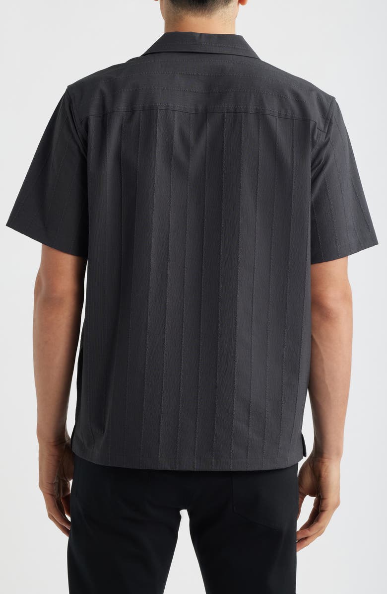 Theory Stripe Camp Shirt, Alternate, color, Black/ Pewter