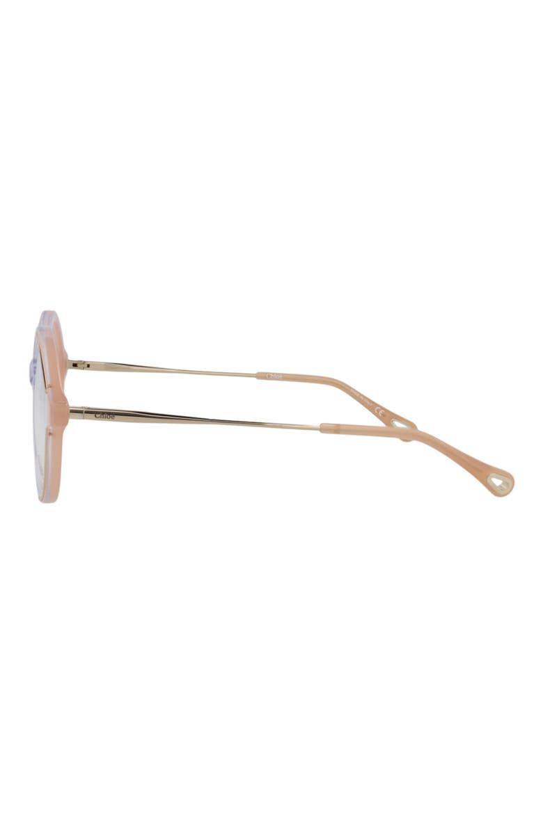 52mm Round Optical Glasses, Alternate, color, NUDE GOLD TRANSPARENT