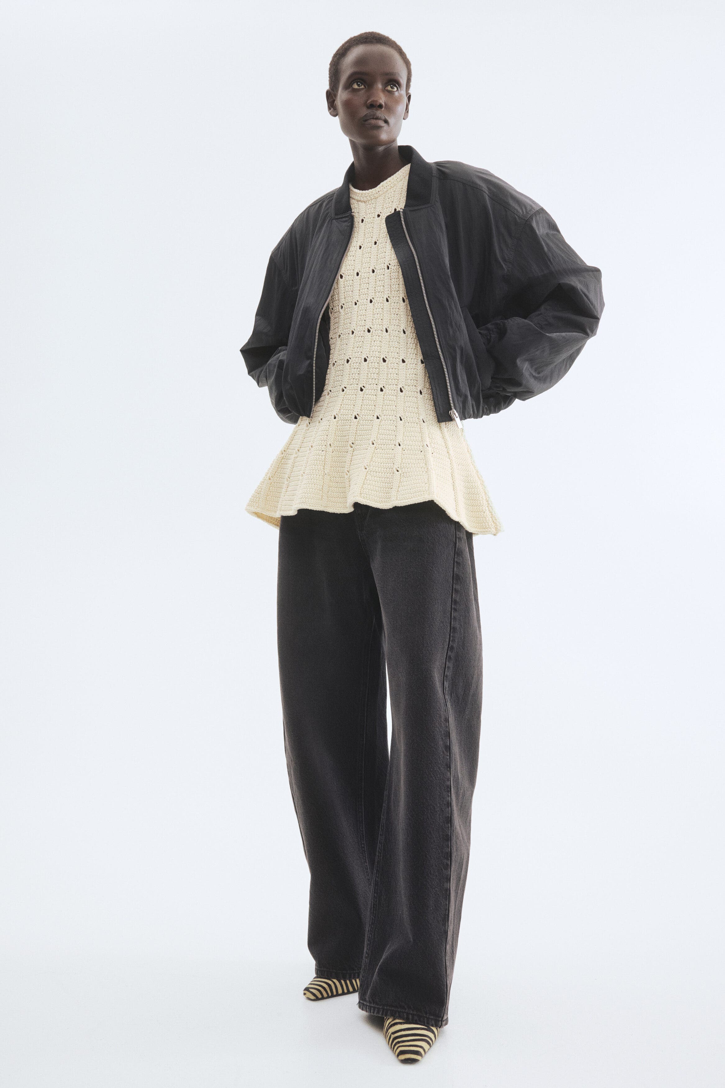 Pointelle-knit Peplum Top - image 2
