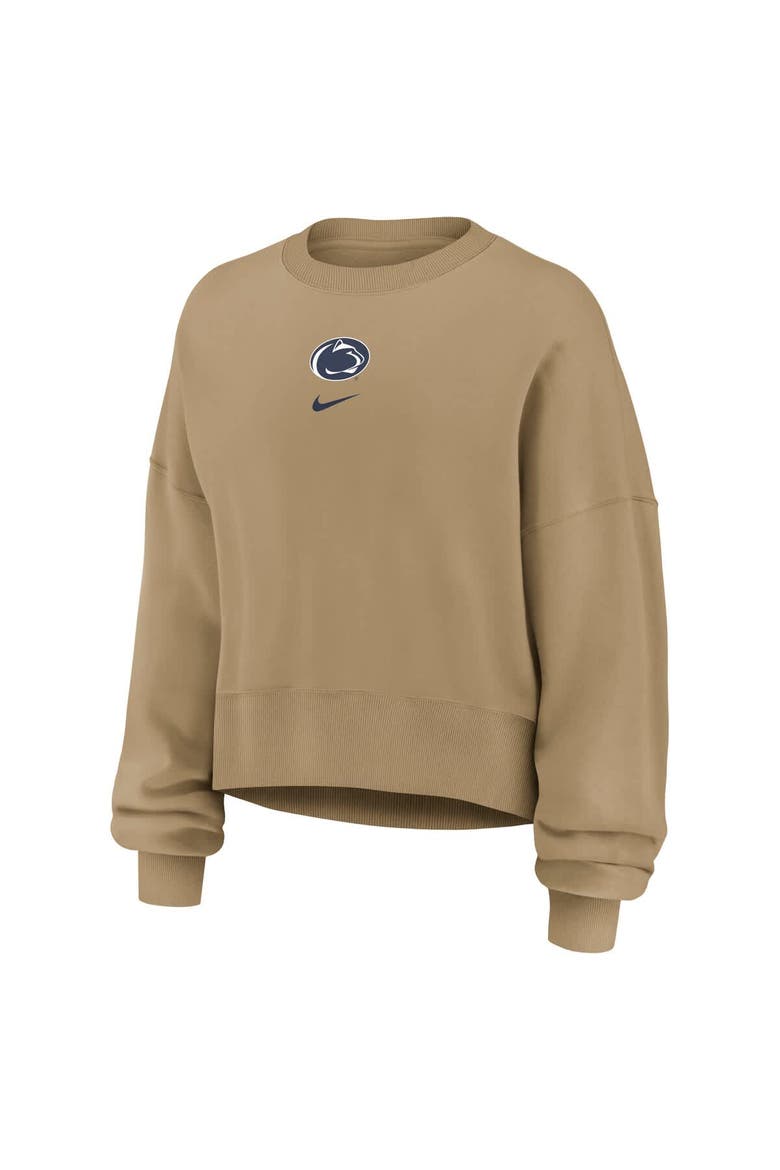 Women's Nike Tan Penn State Nittany Lions Oversized Phoenix 2-Hit Pullover Sweatshirt, Alternate, color, Tan