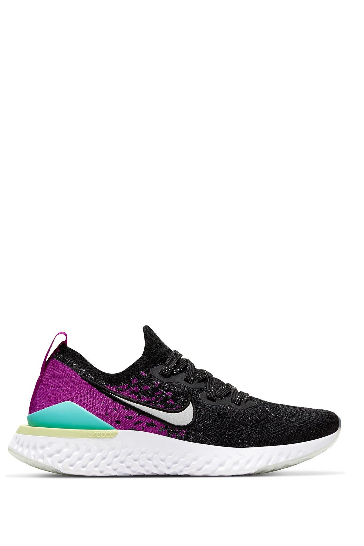 Epic React Flyknit 2 Running Shoe, Main, color, 008 BLACK/REFLECT SILVER
