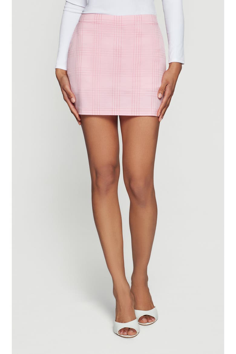 Junie Windowpane Suiting Micro Skirt, Main, color, Pink/Red Plaid