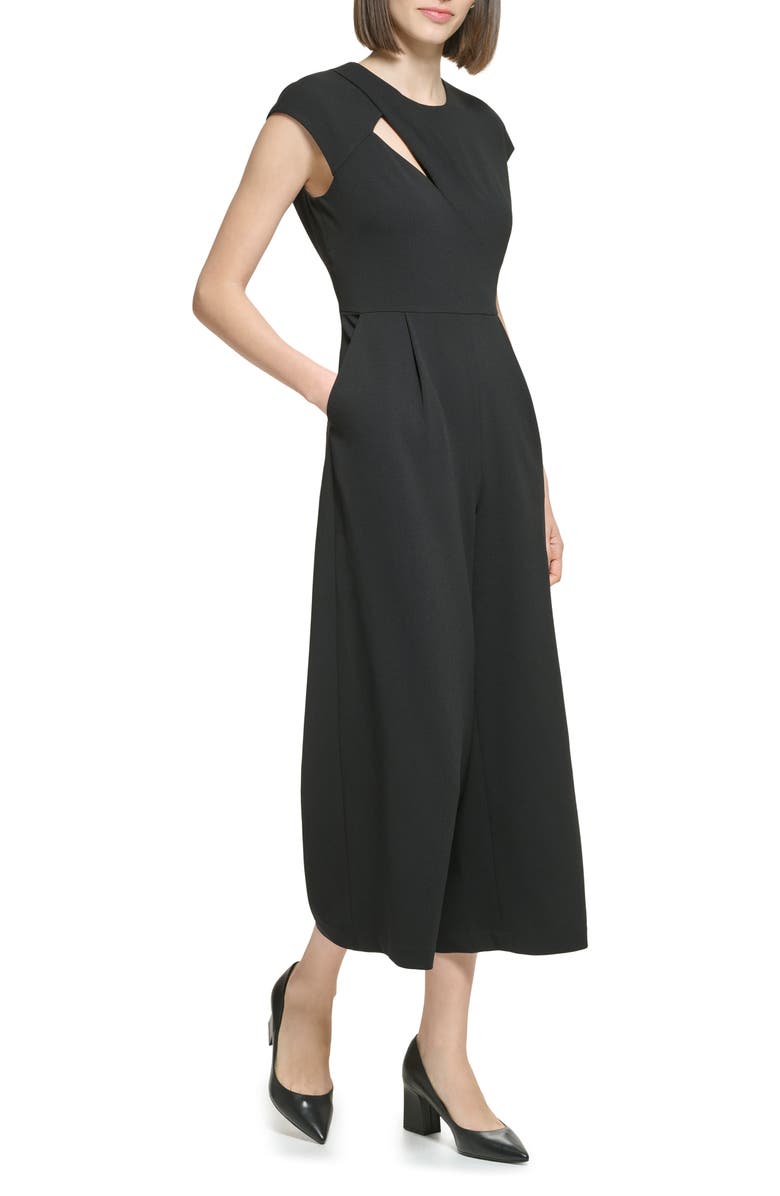 Calvin Klein Cap Sleeve Cutout Jumpsuit, Alternate, color,