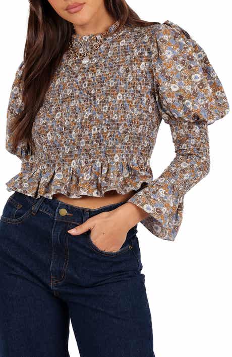 Petal & Pup Novah Smocked Puff Sleeve Crop Top