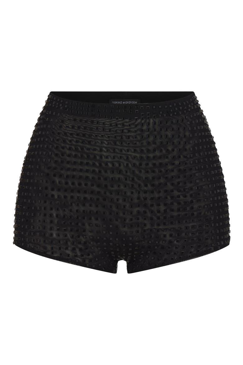 Crystal Studded Shorts, Alternate, color, BLACK
