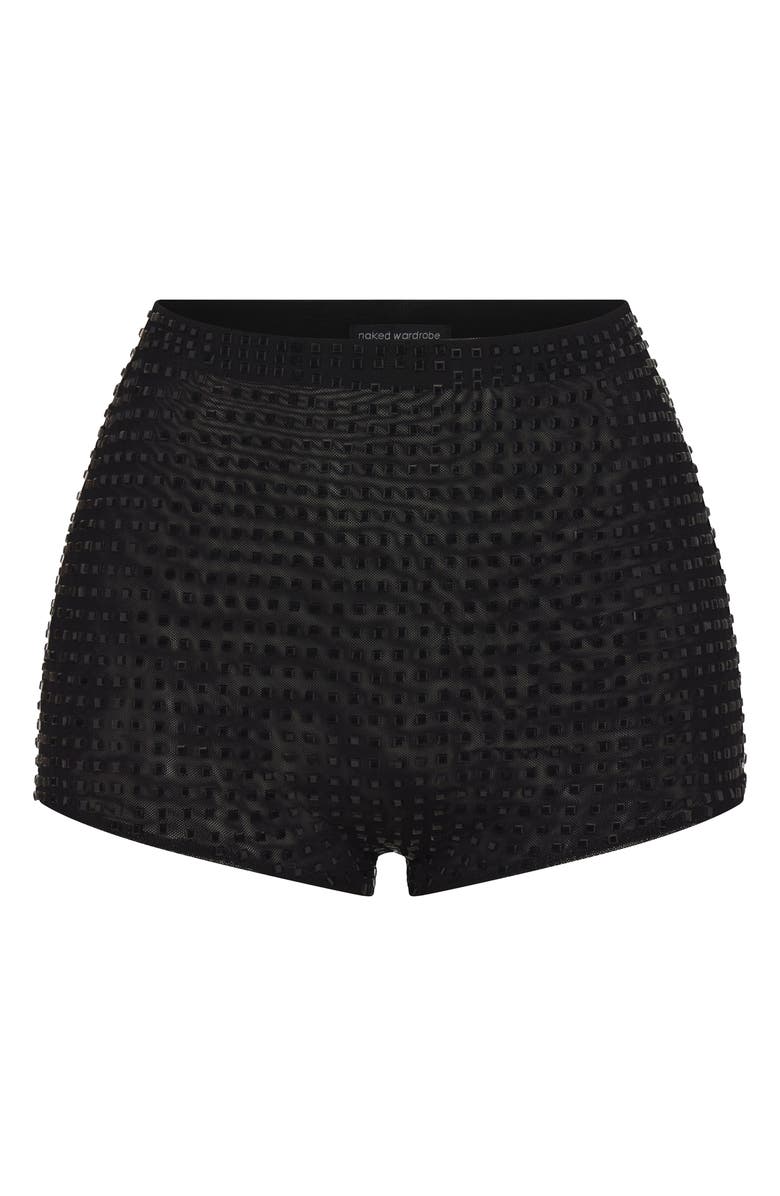 Naked Wardrobe Crystal Studded Shorts, Alternate, color, Black