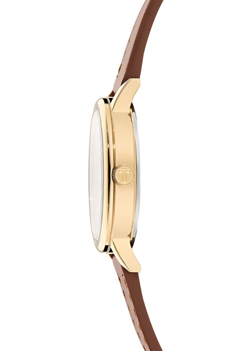 Phylipa Leather Strap Watch & Bracelet Set, 36mm, Alternate, color, BROWN