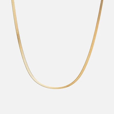 Gold Herringbone Thin Minimalist Necklace