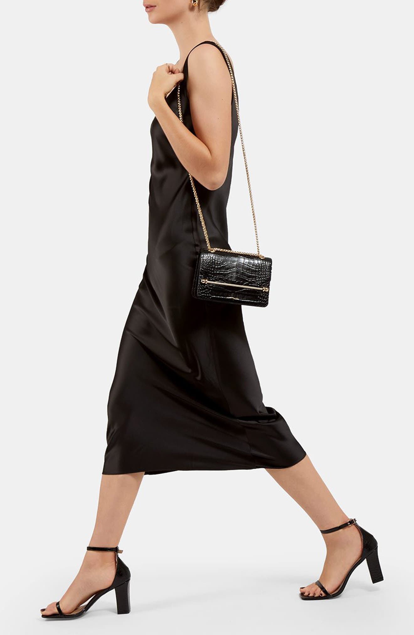 Strathberry Mini East/West Croc Embossed Leather Crossbody Bag, Alternate, color, 