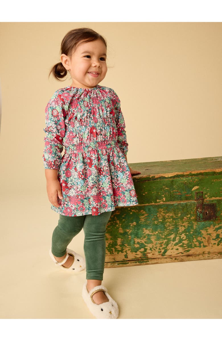 Tea Collection Smocked Blouson Dress, Alternate, color, Suzhou Garden Floral