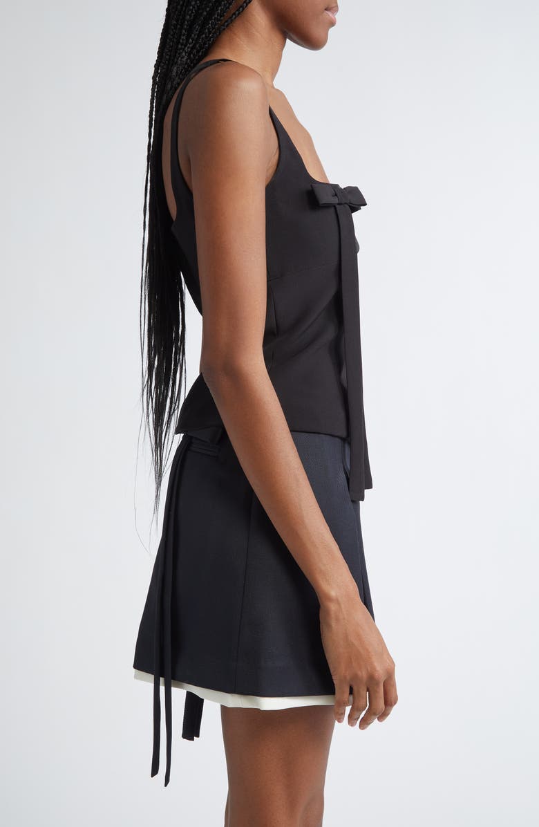 Sandy Liang Teacup Bow Tank, Alternate, color, Black