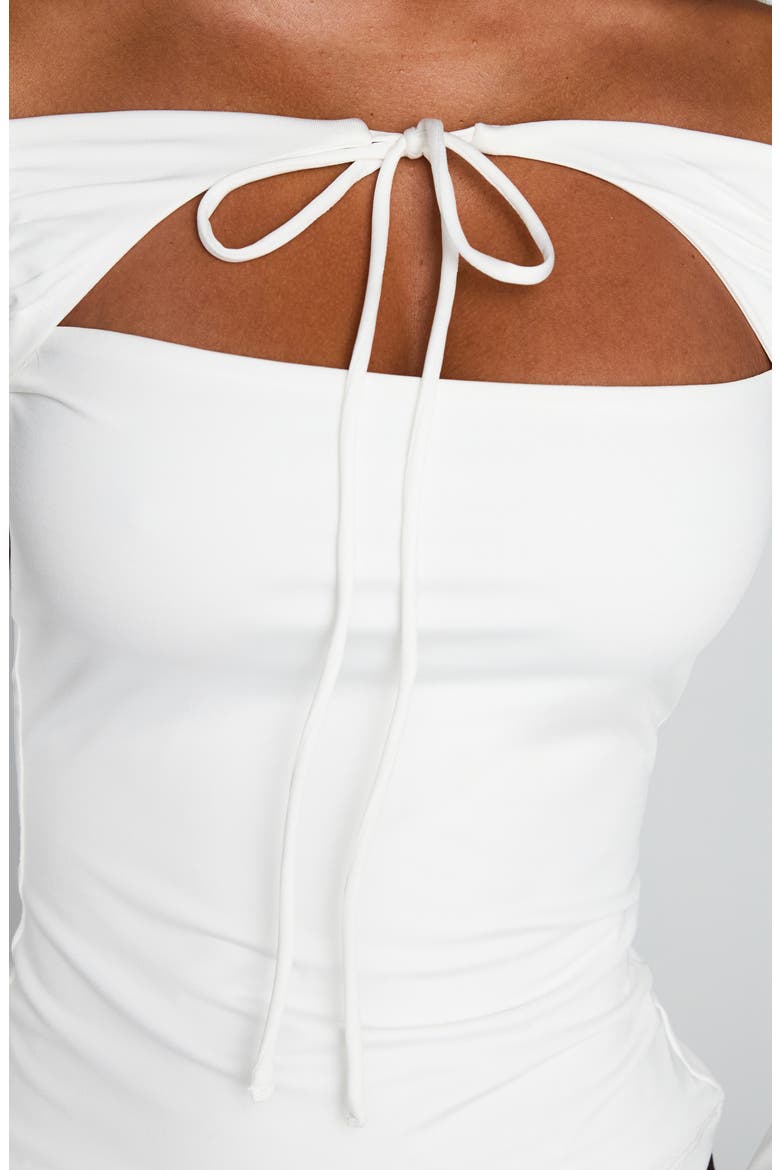 Nevah Off the Shoulder Cutout Top, Alternate, color, WHITE