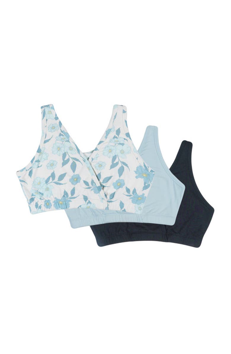 Everly Grey Paisley During & After 3-Piece Maternity/Nursing Sleep Bras, Main, color, Periwinkle