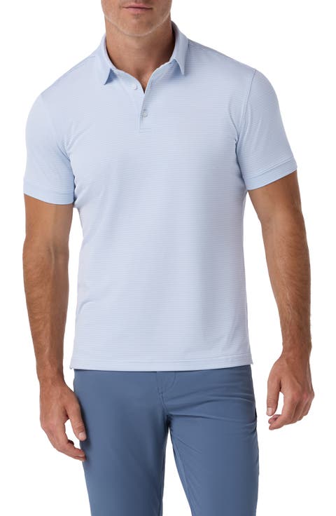 Halyard Trim Fit Stripe Short Sleeve Performance Button-Up Shirt