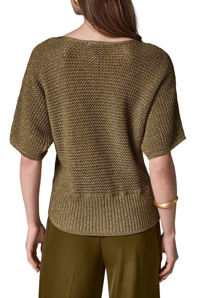 Metallic Short Sleeve Sweater, Alternate, color, OLIVE BRIN