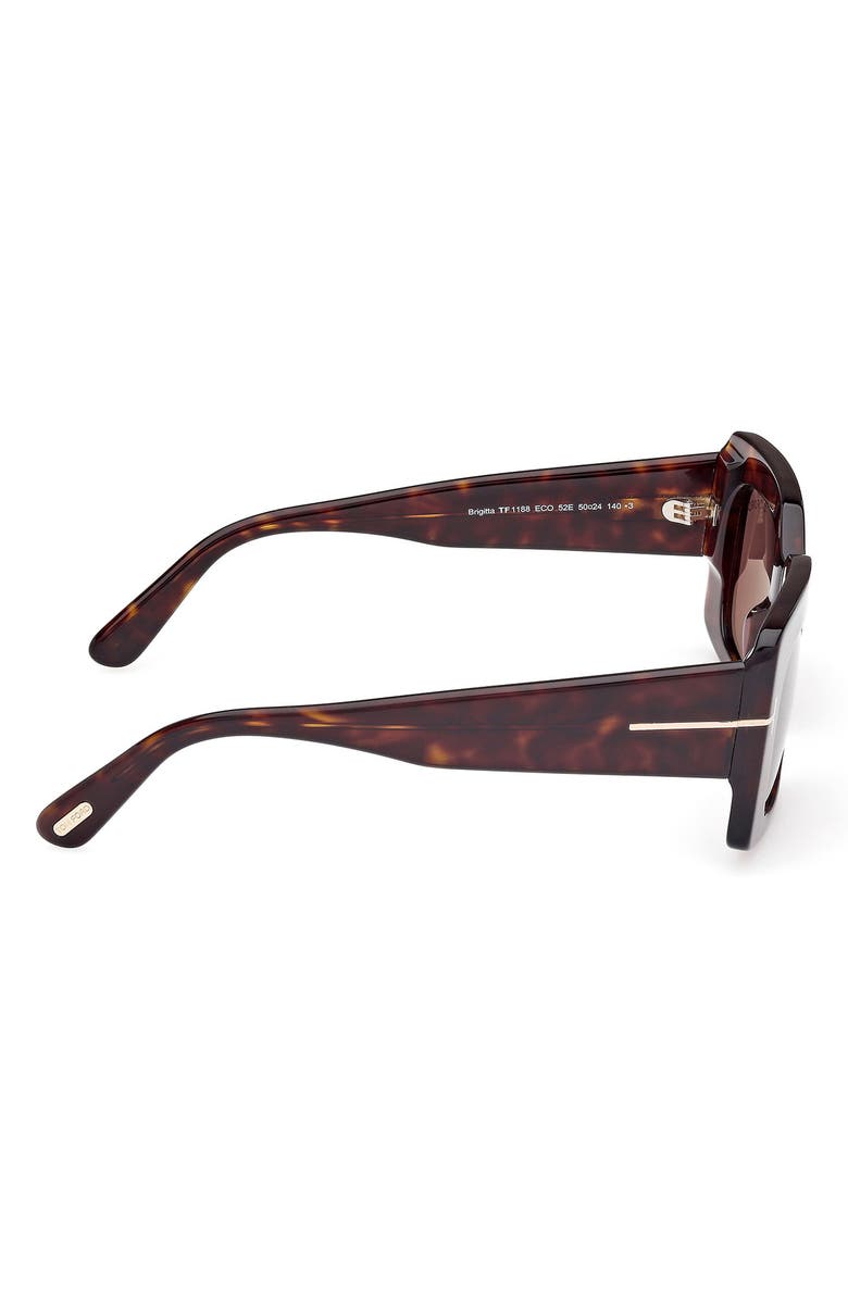 TOM FORD Brigitta 50mm Rectangular Sunglasses, Alternate, color, Dark Havana / Brown