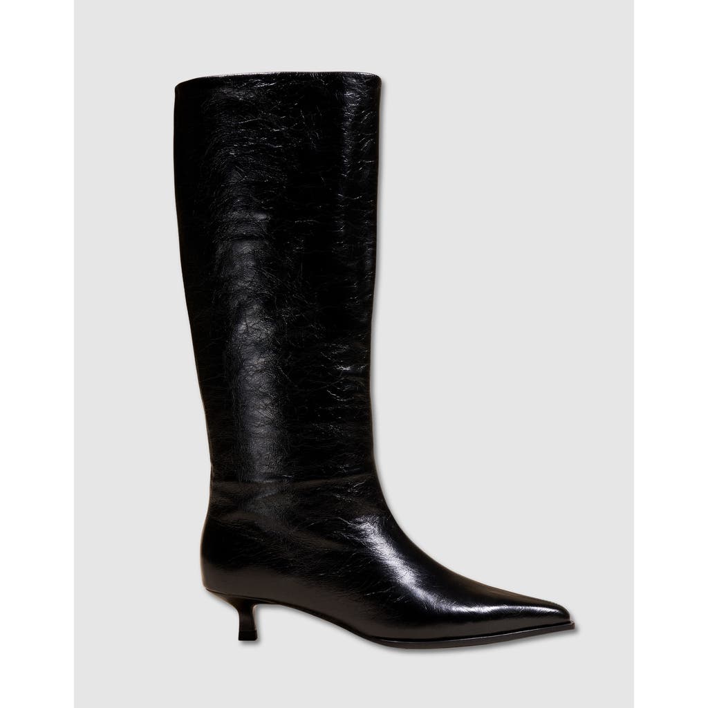 Mi/mai Vivienne Low Heel Crinkled Boots In Black