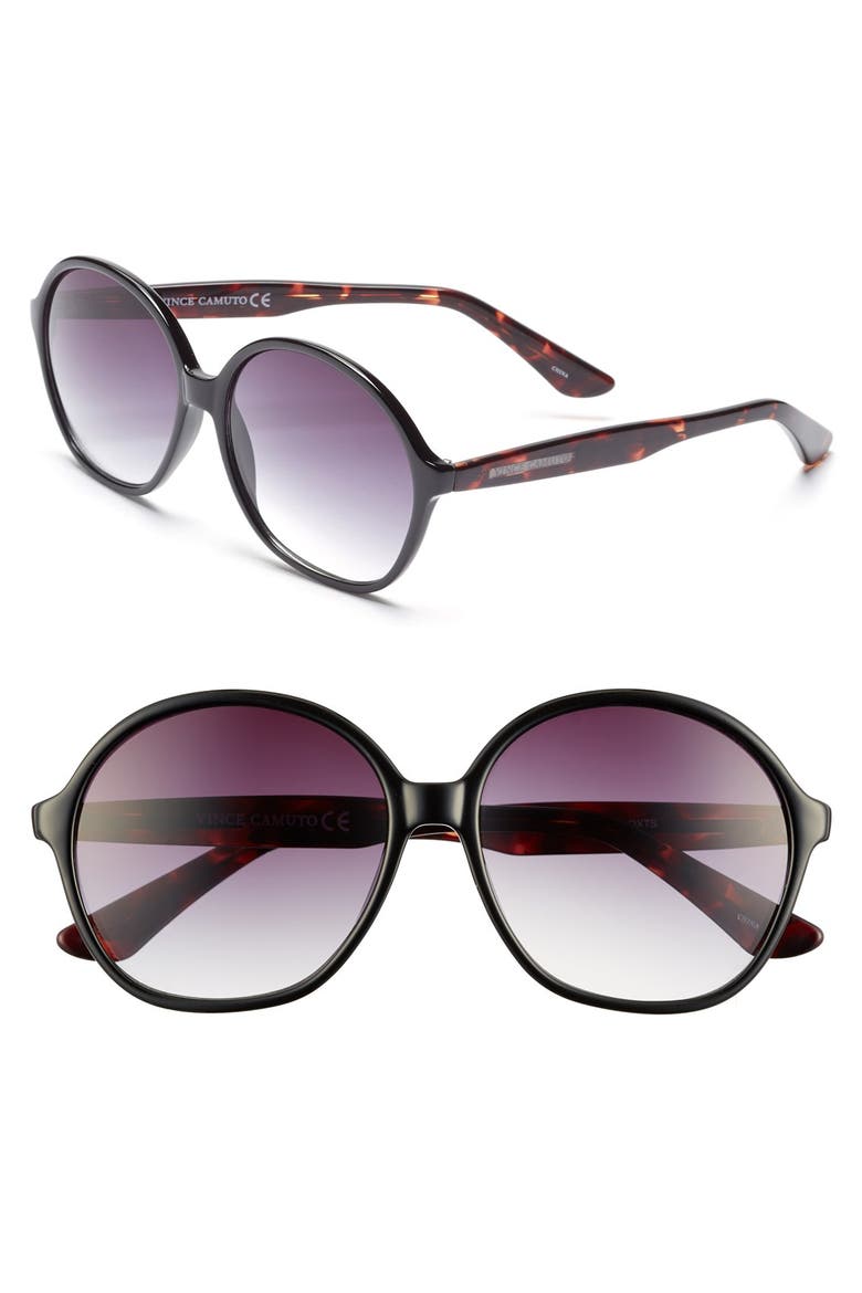 59mm Round Sunglasses, Main, color, BLACK/ TORTOISE