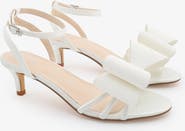 Kailee P Sylvia Satin Strappy Kitten Heel Sandals with Front Tuxie Bow