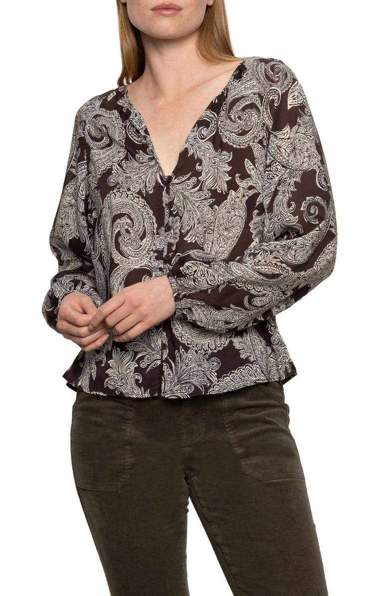 Sanctuary Paisley Long Sleeve Button-Up Shirt, Main, color, Mineral Paisley