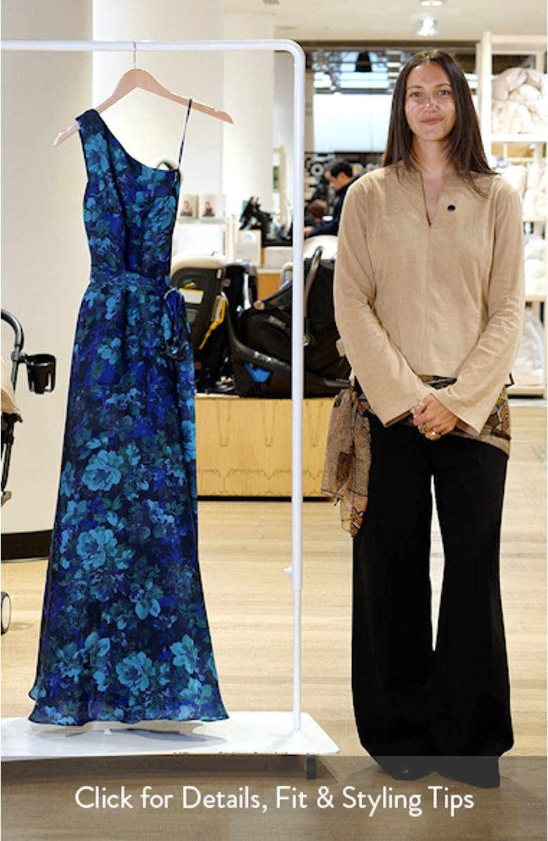 Print Tie Waist One-Shoulder Gown, sales video thumbnail