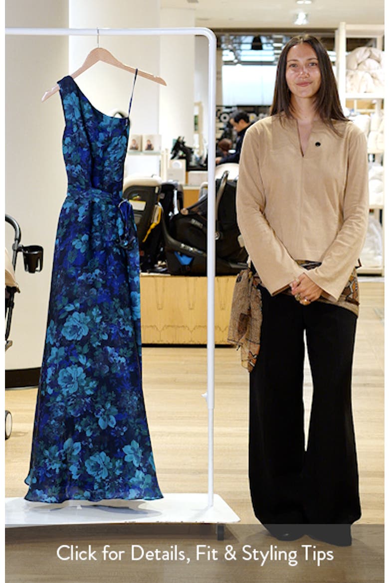 Print Tie Waist One-Shoulder Gown video