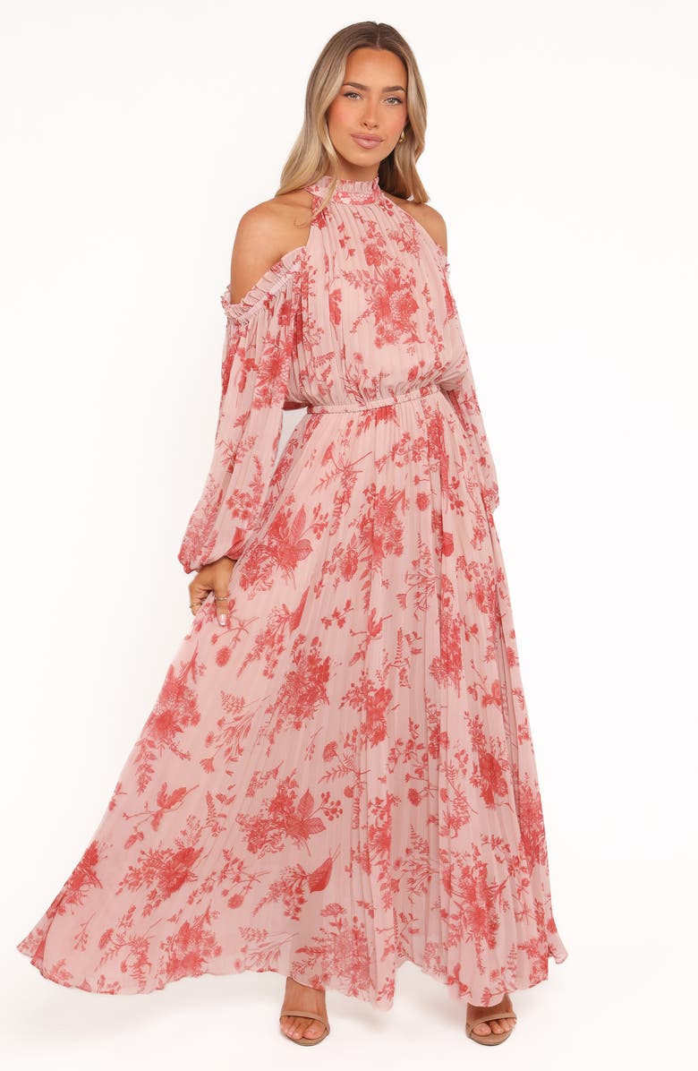 Petal & Pup Hilary Off the Shoulder Long Sleeve Maxi Dress, Alternate, color, Red Floral