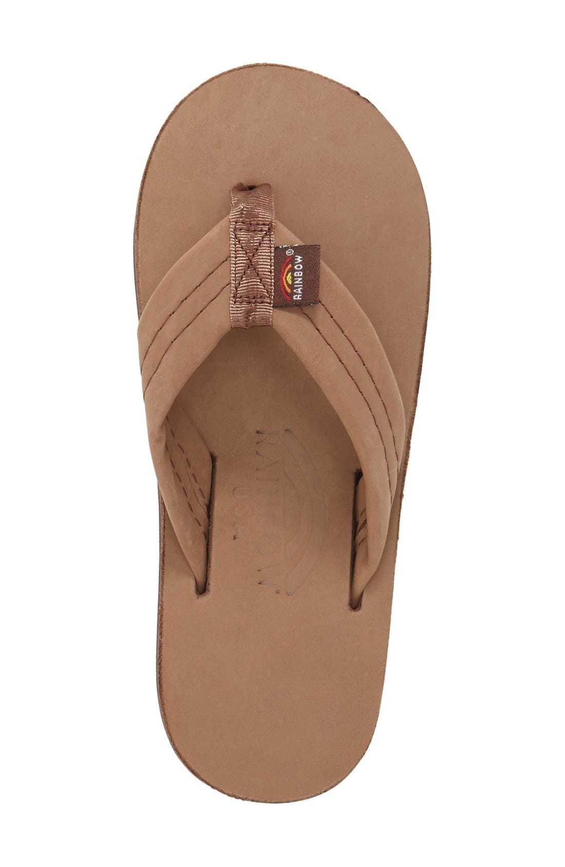 Rainbow Leather Sandal, Alternate, color, DARK BROWN