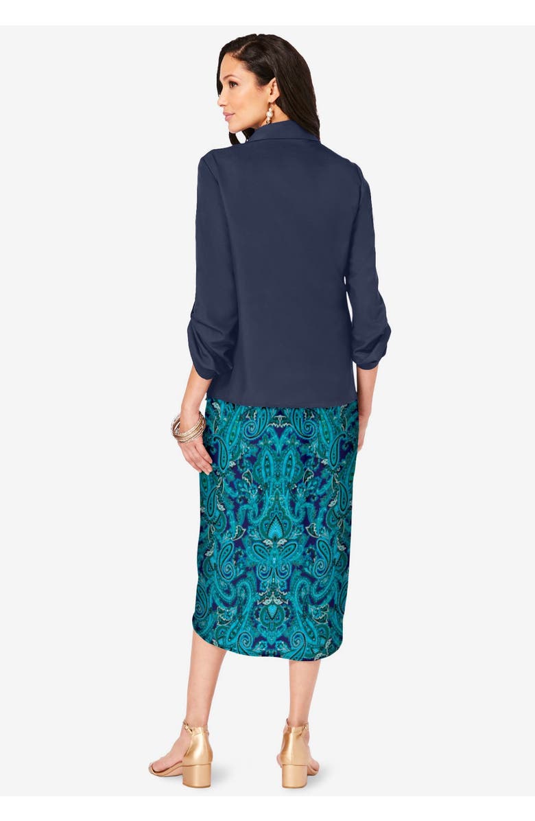 Roaman's Roll Tab Jacket Dress, Alternate, color, Natural Animal Print