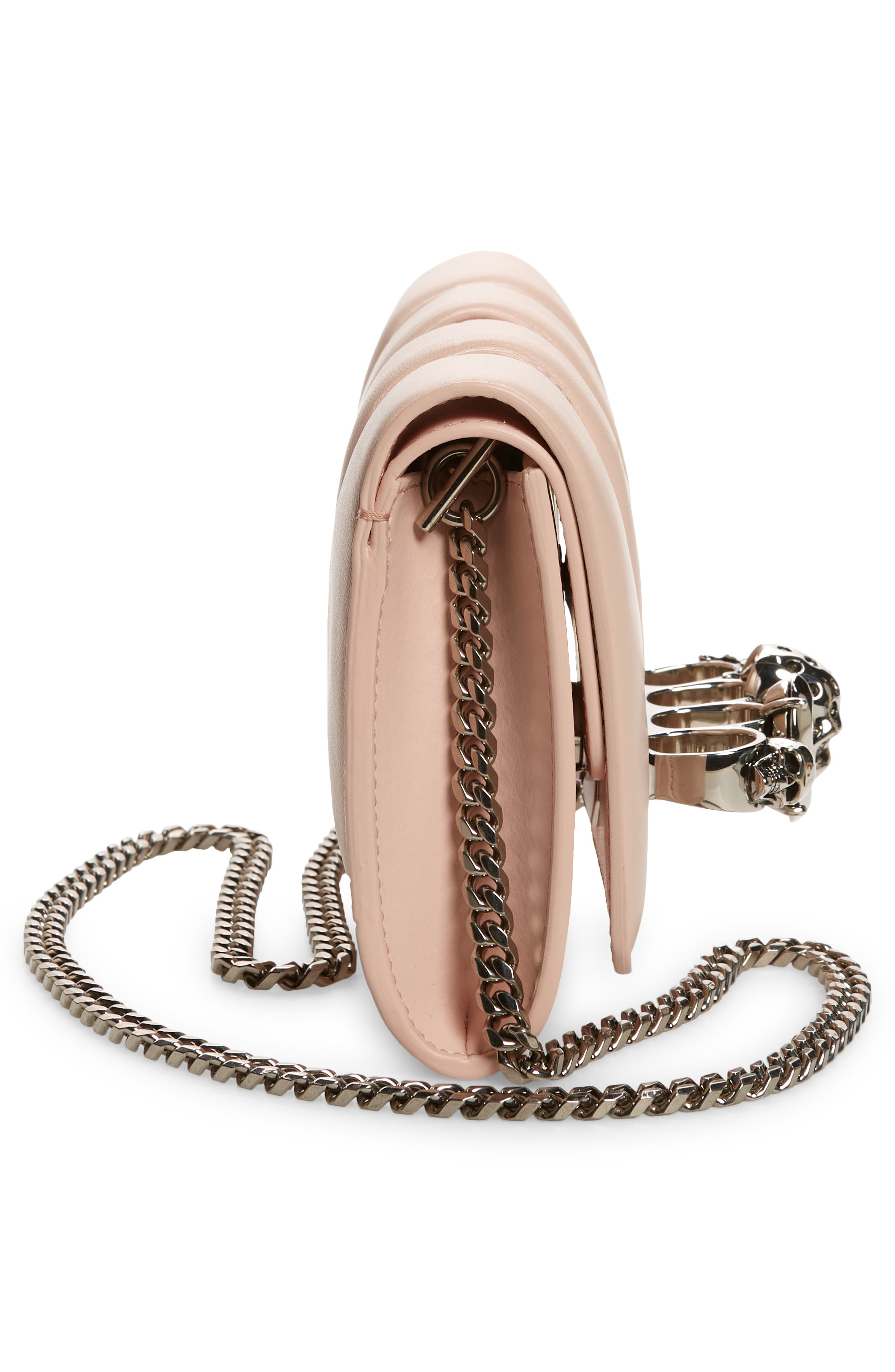 Slash Cutout Knuckle Leather Clutch, Alternate, color, CLAY